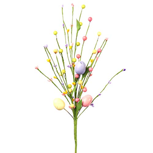 J'FLORU 6 pcs Artificial Easter Stems, Colorful Berry Picks Berry Stems with Easter Eggs for Home Centerpiece Vase Windowsill Decor and Spring Summer Holidays