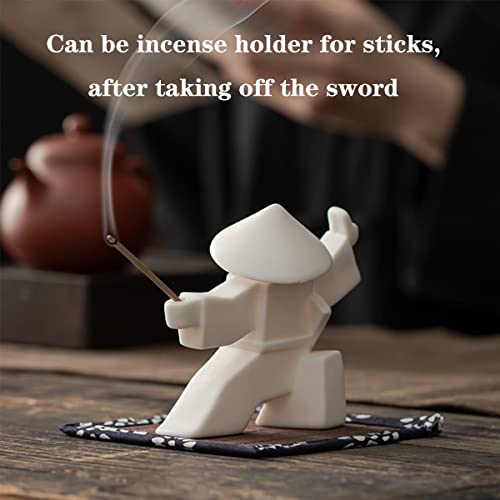 LYART Tea Pet Warrior Statue Figurine Tea Ornament Accessories Cute Kung Fu Tea Decoration Gift for Tearoom Home Office Children's Day Gift for Tea Lover - color: Whiteb