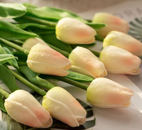 30 pcs Real-Touch Artificial Tulip Flowers Home Wedding Party Decor (Champagne) - color: Champagne