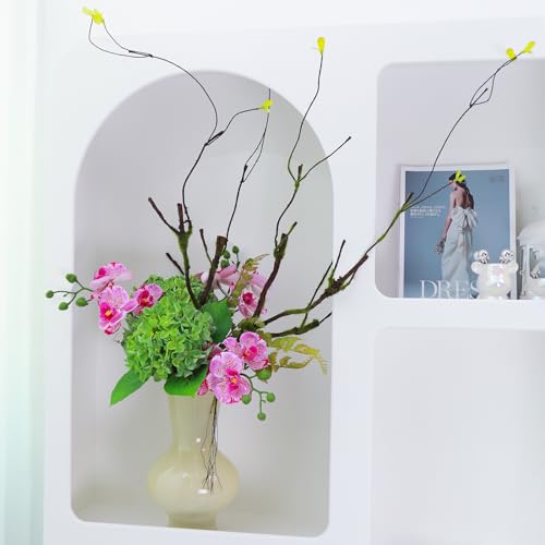 2Pcs 100cm/39in Artificial Cherry Blossom Trees Branches Natural Garland Wood Twigs Bendable Vine Trunk Silk Plants with Moss for Wall Hanging Photo Home Room Garden Reptile Decoration - size: 39 INCH