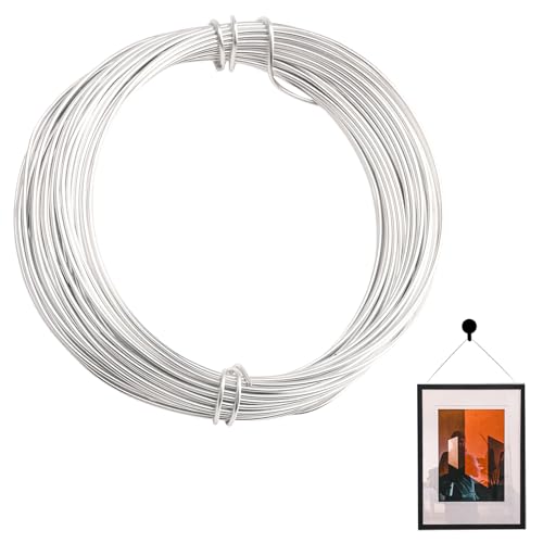 1mm 33Feet 10m Aluminum Picture Hanging Wire 18 Gauge Metal Craft Wire Armature Wire for Sculpting Thin Bendy Bendable Flexible DIY Jewelry Floral Artistic (Silver)