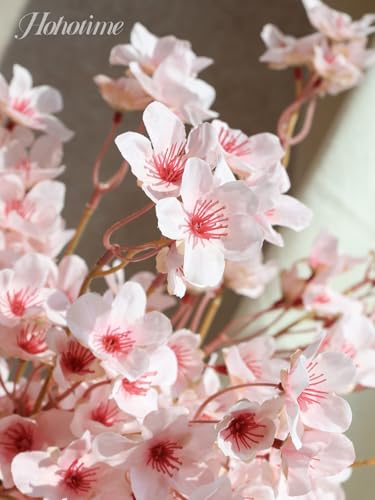 HOHOTIME 8Pcs Artificial Cherry Blossom Branches, Pink 16" Silk Faux Peach Sakura Flowers, Fake Bouquet for Spring Home Wedding Party Decor, Japanese Garden Bedroom Table Centerpiece - color: Pink