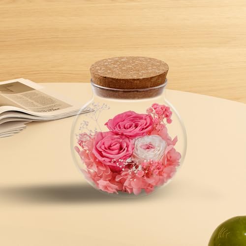 NATROSES Christmas Birthday Gifts for Women - Handmade Preserved Flowers Wish Bottle for Valentine's Day, Mother's Day, Anniversary, Home Decor (Sweet Pink) - color: Sweet Pink
