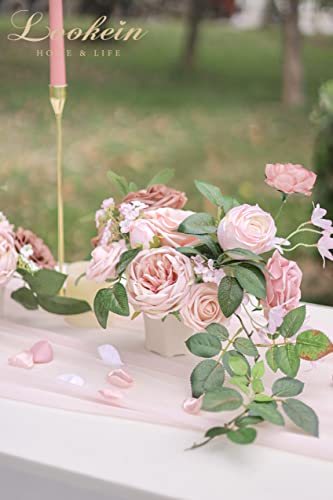 Lookein Artificial Flowers Combo Box for DIY Wedding Bouquets, Centerpieces, Arrangements, Party & Home Decor - Silk and Foam Flowers with Stems, Belle Blush - color: Athens Blush