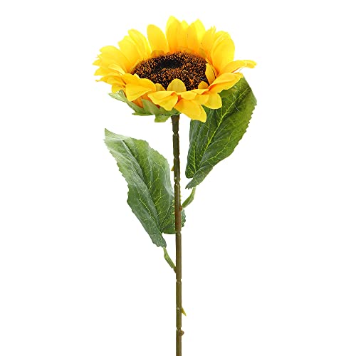 Artificial Sunflower Flowers,Long Stem Silk Fake Sunflowers Decoration for Outdoor Home Wedding Birthday Party Single Bulk Yellow Decor