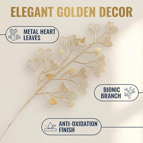 40 Pcs Decor Fake Heart Leaves for Christmas Decor Gold Leaf Artificiales para Table Wedding Home Room Office Decoracion (16inch) - color: Gold-b