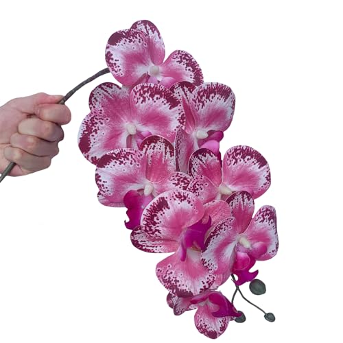 FagusHome 32 Inch Artificial Phalaenopsis Flowers 6 Pcs Artificial Orchid Flowers Stem Plants for Home Décor (Pink Piebald) - color: Pink Piebald
