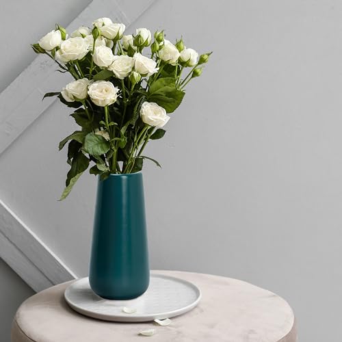 D'vine Dev 8 Inch Ceramic Flower Vase Matte Finishing, Minimalist Design for Home Décor, Bedroom, Living Room, Centerpieces, Office, Emerald Green, VS-XH-F-1 - color: Emerald Green, size: 8 Inch