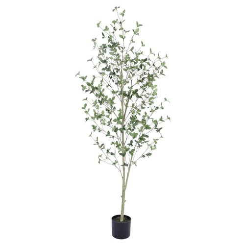 Bellacat 6ft Artificial Quince Leaf Tree with Realistic Trunks, 72in Faux Quince Leaf Tree with Lifelike Leaves for Garden, Home, Living Room Decor - style: 6ft Quince Leaf Tree