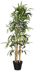 Amazon Basics Artificial Bamboo Plant with Plastic Planter Pot, 39.4", Green, Home Office Decor, Floor Plant