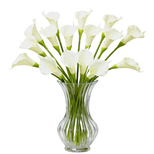 Calla Lily Artificial Flowers 22PCS 25" Real Touch Long Stem Faux Calla Lillies for DIY Wedding Bouquet Party Home Decor (Lovry White) - color: Lovry White