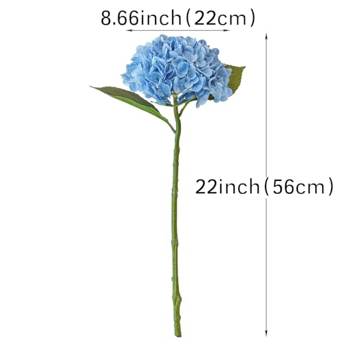 DUYONE 22" Real Soft Touch Hydrangea Artificial Flowers Realistic,Large Long Stem Fake Flowers Full Latex Faux,Wedding Bouquet,Party Home Decor,Garden Office Room Table Centerpieces Baby Blue 3Pcs - color: Baby Blue, size: 3Pcs