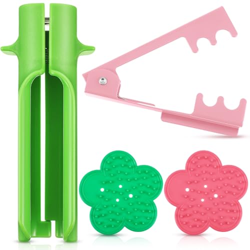 Lasnten 4 Pcs Rose Thorn Stripper Tool Set, Flower Stem Cleaner & Leaf Remover for Bouquet DIY, Floral Arranging, Wedding Flower Preparation, Florist Tools, Gifts for Bloom Lovers (Green and Pink) - color: Green and Pink