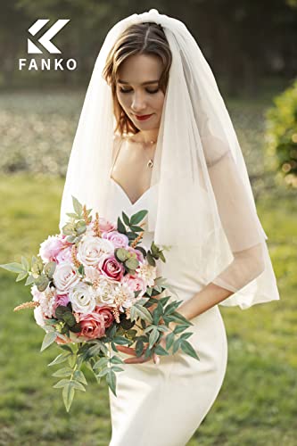 FANKO Artificial Flowers for DIY, Pink Blush Ivory Pale Peach Faux Flowers Bouquet, Fake Flowers with Roses Daisy Silk Flowers for Vase, Home Decor, Wedding Centerpiece, Floral Arrangement Décor - color: Baby Pink & Blush