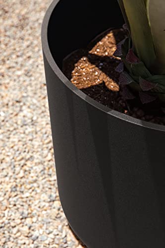 Veradek Round Black Plastic Planter Pots for Indoor/Outdoor Garden Use, with Drainage Holes, Suitable for Small to Large Succulent Plants, Flowers, Modern Interior Plants - color: Black, size: 20 inches