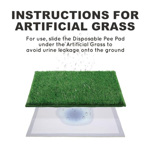 HQ4US 4LEGS Artificial Grass, Dog Pee Grass Pads for Dogs Potty, 2PCS Odor Free Fake Grass for Dogs Small 22" x 14" with Countless Drainage Holes, Dog Potty Grass Hemmed Edge Realistic - size: S - 22'' x14'' for Dog＜ 19" Length