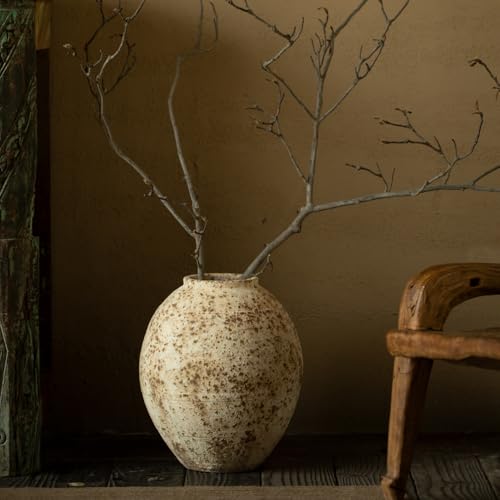 Ceramic Rustic Farmhouse Vase,Extra Large Terra Cotta Vase, Huge Pottery Decorative Flower Vases for Living Room Entryway Table Centerpiece Decor(14.5'' X 11'' x 11'') - color: Waist Line Honeycomb
