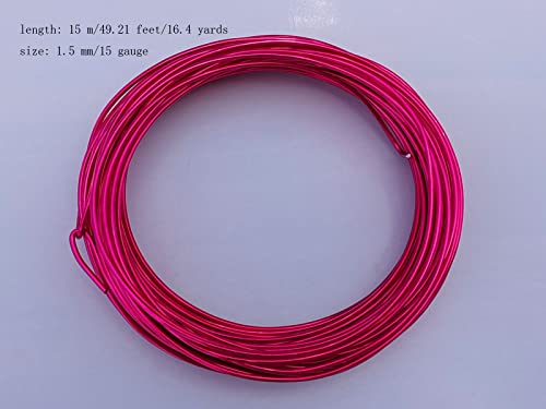 15 Gauge Anodized Aluminum Wire 49 Feet for Jewelry Making Craft DIY（1.5mm,Rose Red,41505） - color: Rose Red, size: 15 Gauge