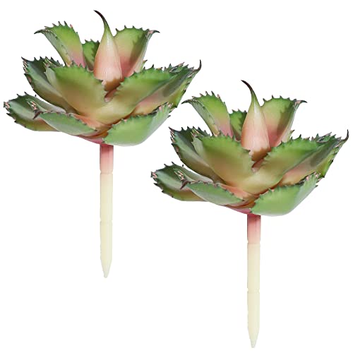 Duovlo Artificial Succulent Plant 7.08 Inch Faux Succulents Agave potatorum Flower Arrangement Craft Wall DIY Materials,Pack of 2 (Pink) - color: Pink