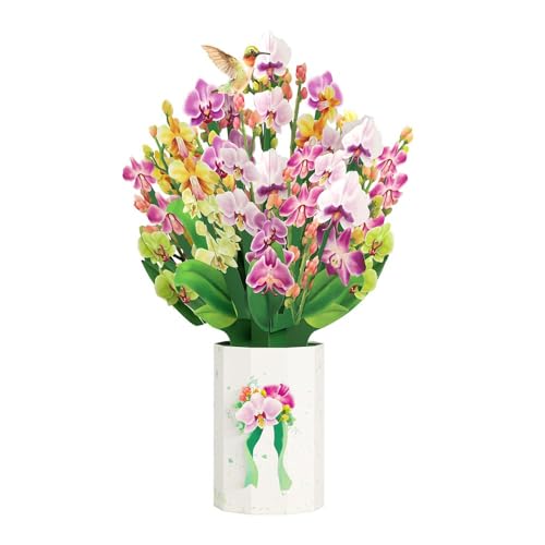 Lovepop Orchid Bouquet, 12 x 8.5 Pop Up Flowers - color: Orchid Bouquet