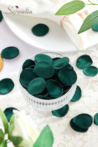 Serwalin 300Pcs Silk Rose Petals for Christmas Weddings Proposal Dark Green Flower Petals for Girl's Basket, Aisle, Table Decor - color: Dark Green, size: 300pcs