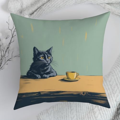 Fokongna Healed Cat Throw Pillow Covers 18 x 18 Home Decor, Art Deco Pillowcase Cushion Cover for Bed Sofa Living Room, Indoor and Outdoor use - color: Healed Cat