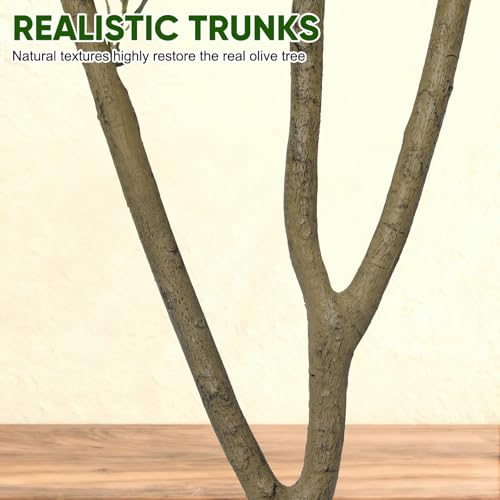 Timoo Faux Olive Tree 6FT Tall Olive Trees Artificial Indoor with White Planter, Artificial Plants Indoor Faux Tree with Realistic Leaves and Lifelike Fruits, Fake Plant for Home Office Decor - size: 6 FT