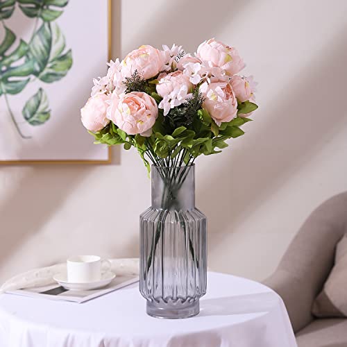Duovlo Springs Flowers Artificial Silk Peony Bouquets Wedding Home Decoration,Pack of 1 (Spring Pure Pink) - color: Spring Pure Pink