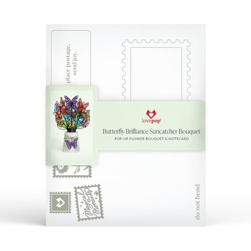 Lovepop Butterfly Brilliance Suncatcher Bouquet - 3D Pop Up Paper Flower Bouquet for Mom, Her, Him, Women (Mother's Day, Birthday, Thank You, Get Well) 12 Inch - color: Butterfly Brilliance Suncatcher Bouquet