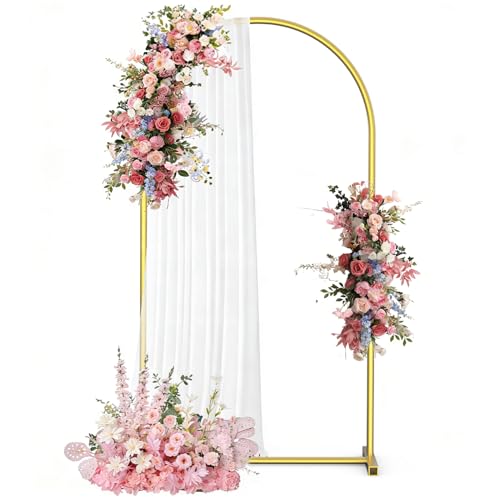 6 FT Wedding Arch Backdrop Stand, Gold Metal Arch Stand for Wedding Ceremony, Birthday Party, Baby Shower, Graduation, Floral Balloon Decoration - color: Gold, size: 6FT
