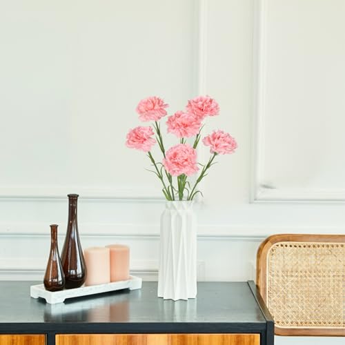 IPOPU Pink Carnations Artificial Flowers,6PCS Real Touch Faux Flowers 20'' Artificial Silk Carnations with Stems for Wedding Bouquet Party Table Centerpieces Home Decor (Pink) - color: Pink