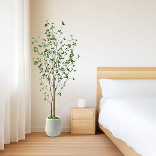 Bellacat 6ft Artificial Minimalist Citrus Tree with Lifelike Leaves, 72in Faux Citrus Tree with Realistic Trunks, Faux Tree Indoor Outdoor for Home Office Living Room Bedroom Porch Decor. - color: Black, size: 6ft