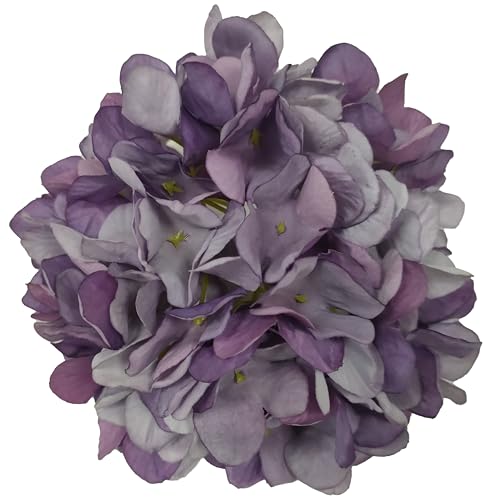 7.1''Purple Hydrangea Artificial Flowers,10Pcs Artificial Silk Hydrangea Heads,81 Petals Faux Hydrangea Flowers Heads with Stems for Home Wedding Baby Shower Decor(Eggplant Purple) - color: Purple
