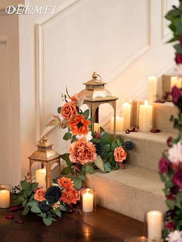 Artificial Flowers Combo Box Set Fall Fake Flowers Silk Mix Roses Peonies with Stems for DIY Bridal Wedding Decor Bouquets Centerpieces Baby Shower Party Home Decorations Orange Black 24pcs - color: Orange Black