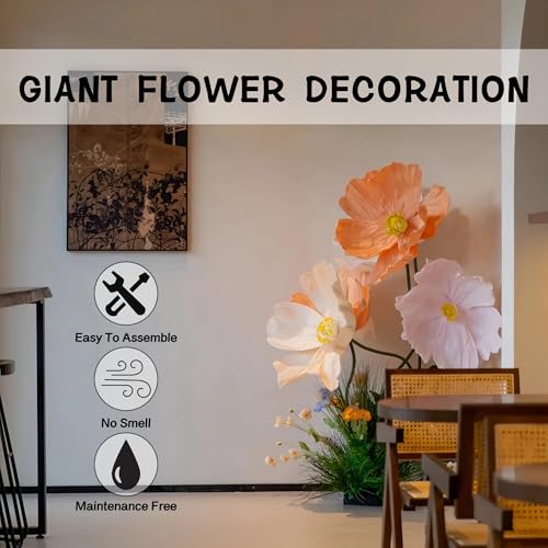 Large Paper Artificial Flowers, 7 Pcs/Set Giant Flowers for Decoration, Giant Paper Flowers for Wedding Birthday Party Banquet, Mother's Day Backdrop Decor, Photography Props, Shop Window - size: 7 Pcs/Set - Fiber Cloth