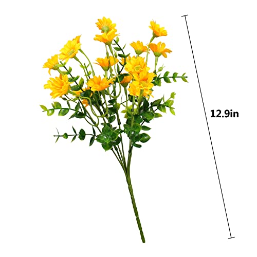 alyptus Fake Flowers Yellow Flowers for Spring Summer Decor - 8 Bundles Outdoor Christmas Flowers UV Resistant Artificial Flower for Home Garden Window Decor - color: Yellow