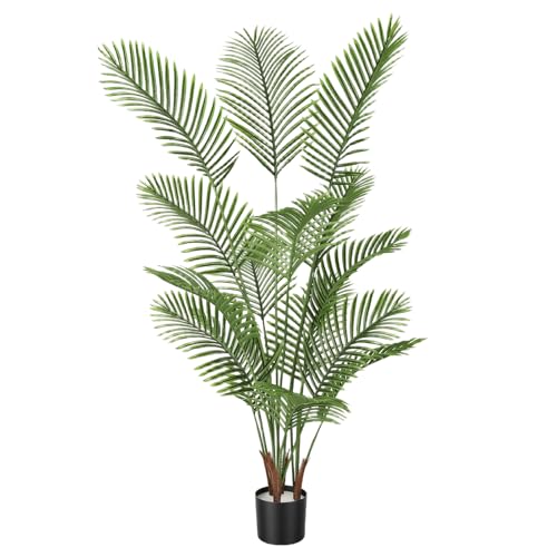 Artificial Palm Trees, 6FT Tall Faux Tree for Indoor and Outdoor, Artificial Plants with Basic Planter, Suitable for Home, Bathroom, Porch Outside Patio Decor - size: 6ft