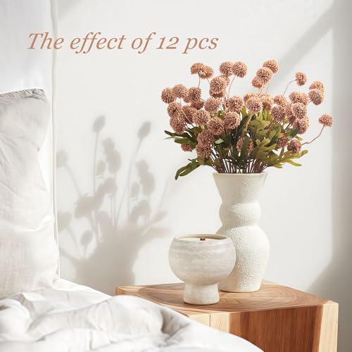 SITUMEIZI Taupe Pompon Mum Artificial Flowers Taupe Faux Silk Mums Mini Chrysanthemum with Stems 6Pcs for DIY Wedding Centerpieces Floral Arrangements - color: Grey