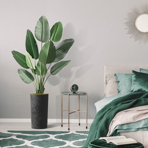 Artificial Tree in Geometric Spiral Pattern Planter, Fake Bird of Paradise Silk Tree for Indoor and Outdoor Home Decoration - 67" Overall Tall (Plant Pot Plus Tree) - style: Bird of Paradise