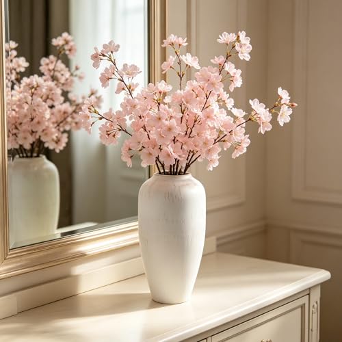 Hosley White Wash - Elegant Kitchen Decor Vases-11Inch High for Home Decor, Vintage Style Vase for Living Room, Dining Room, or Office Display - color: White Wash