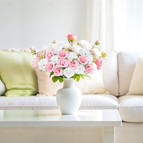 Yinsun 50pcs Mini Roses Artificial Flower Heads, 1.6” Small Silk Fake Rose for DIY Wedding Bridal Shower Baby Shower Party Decoration (Pink and White) - color: Pink and White, size: 1.57 Inch