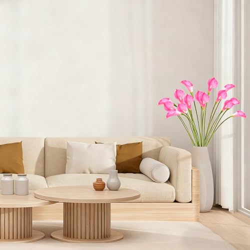 Pink Calla Lily Artificial Flowers 22PCS 25" Real Touch Long Stem Faux Calla Lillies for DIY Wedding Bouquet Party Home Decor (Pink) - color: Pink