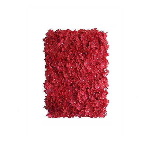 Artificial Flower Wall Panels 4 Pack of 11 Sq ft Flower Wall Mat Silk Hydrangea Flower Panels for Backdrop Wedding Wall Decoration - UV Protected (Red) - color: Red