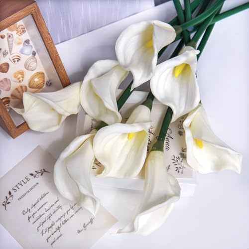 8 Pcs Calla Lily Artificial Flowers 26 Inch Lilies Flowers Floral Bouquet for Home Table Party Wedding Decor (White) - color: White