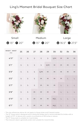 Ling's moment Burgundy Bridal Bouquet Cascading, Marsala Wedding Bouquets for Bride, 15 Inch Bride Bouquets for Wedding Artificial Flowers Bouquets - color: Burgundy, Blush, size: Medium 15 Inch