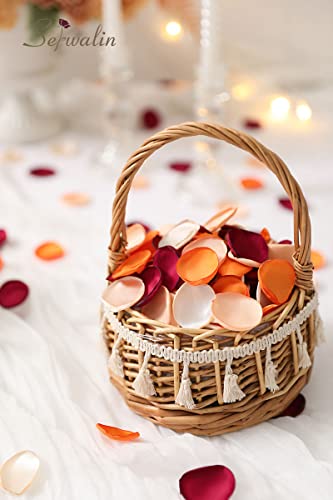 Serwalin 300Pcs Silk Rose Petals Flower Petals for Weddings Burgundy Gold White Petals Fake Orange Petals for Aisle Flower Girl Basket Bridal Shower Table Decor (4 Color Mixes) - color: A Orange Burgundy, size: 300pcs