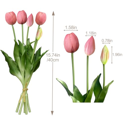 10 Pcs Fake Tulips Tulips Artificial Flowers Real Touch Fake Flowers Artificial Flower Bouquet for Home Table Party Wedding Decoration (Light Purple) - color: Light Purple