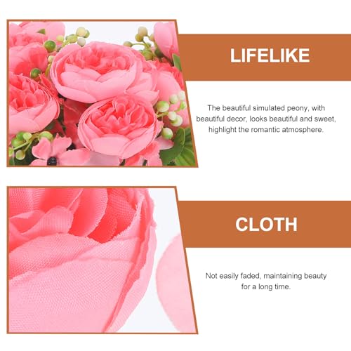 Toyvian 4pcs Artificial Peony Flowers with Long Stem Simulation Flower Bouquet Pink for Wedding Home Décor Photography Prop