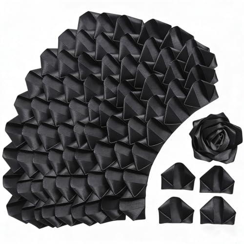 Easy & Affordable Eternal Rose Making: 300Pcs Pre-Assembled Satin Petals. DIY Your Own Long-Lasting Flowers for Weddings, Birthdays, (300 Pcs Black) - color: 300 Pcs Black