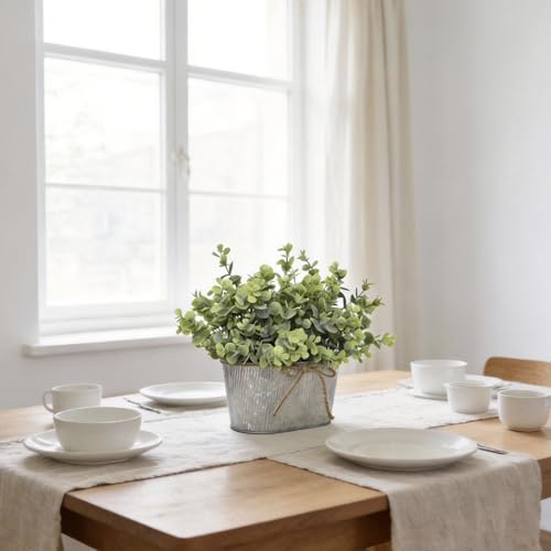 Artificial Eucalyptus Leaves Faux Plants Table Centerpiece, Rustic Potted Plants for Farmhouse Home Décor, Artificial Greenery for Home Decoration